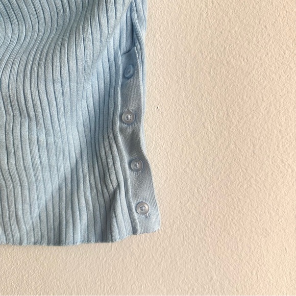 NWOT Zara Buttoned Rib Knit Crop Tube Top in Baby Blue - Picture 8 of 9